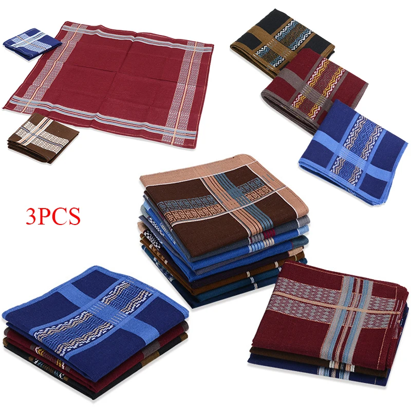 3 шт./лот квадратные клетчатые полосатые носовые платки мужские классические