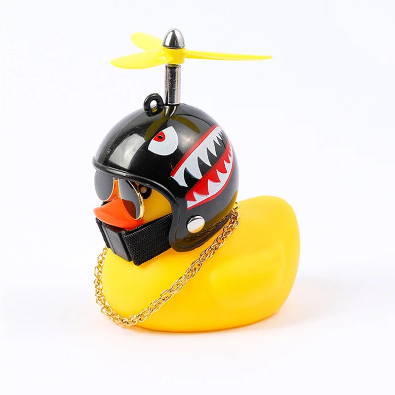 

Rubber Duck Toy Car Ornaments Yellow Duck Car Dashboard Decorations Cool Glasses Duck with Propeller Helmet