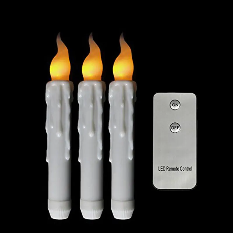 yellow light Упаковка из 3 теплых белых светодиодные тонкие свечи пульт дистанционного управления, пластиковые светодиодные мерцающие огни Рождественская лампа свечи желтые огни свадебные - Цвет: yellow light