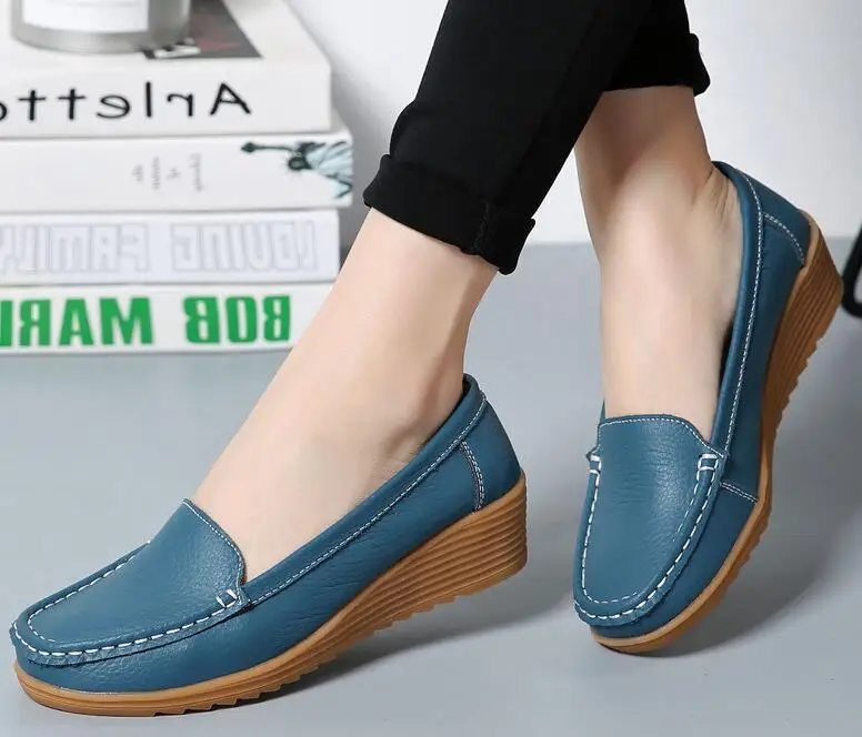 

Soft Bottom Women Wedge Genuine Leather Mother Shoes Comfort Oxford Shoes For Women Shoes Women Loafers Moccasins Plus Size 41