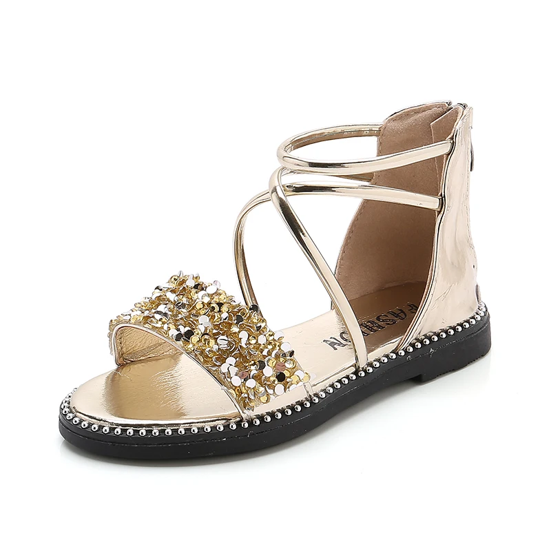 

Girls Sandals Summer Kids Shoes for Girl Fashion Rhinestone Roman Sandals Sequins Shoes Baby Girl Beach Sandal STQ027