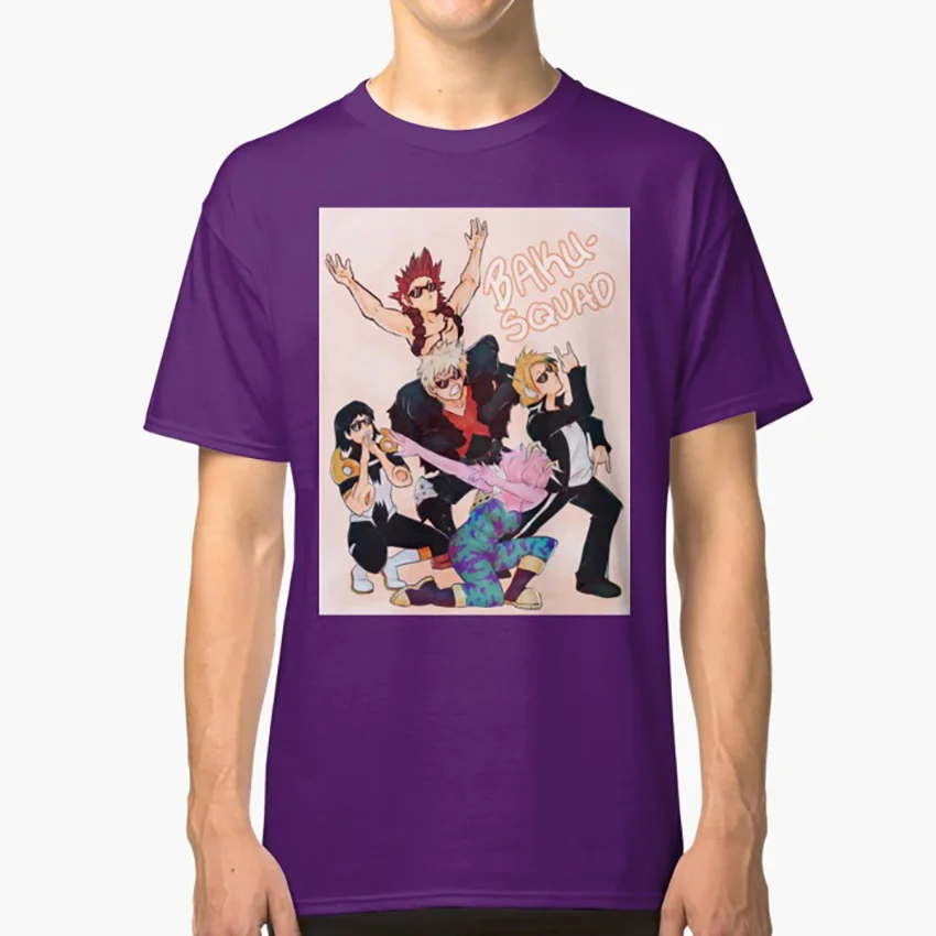 Фиолетовый Memesquad 2k18 футболка bnha mina ashido bakugo katsuki denki kaminari sero hanta kirishima eijirou boku no hero academic - Цвет: Фиолетовый