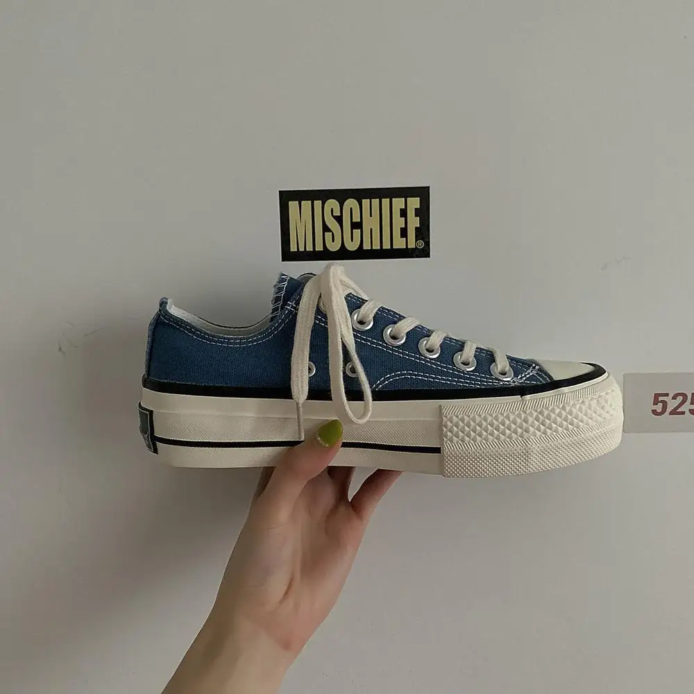 

2021 spring thick-soled canvas shoes female low-cut ulzzang Korean version of the wild Harajuku shoes ins tide student shoes