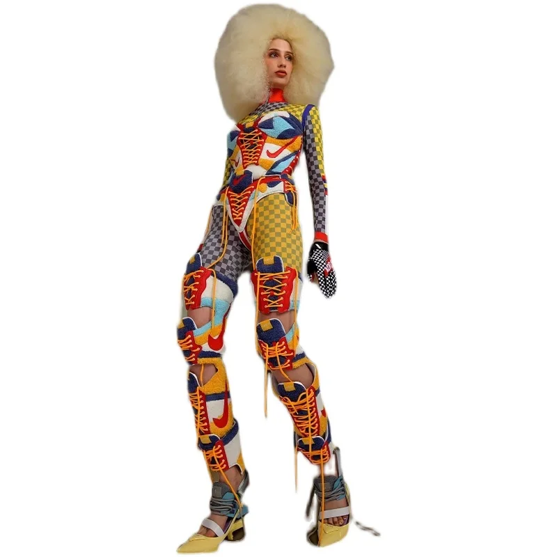 Günstig Holographische Kleidung Gogo Tänzerin Kostüm Futuristischen Kleidung Pole Dance Set Bühne Kostüm Lady Gaga Kostüm DJ DS Clubwear DL7817