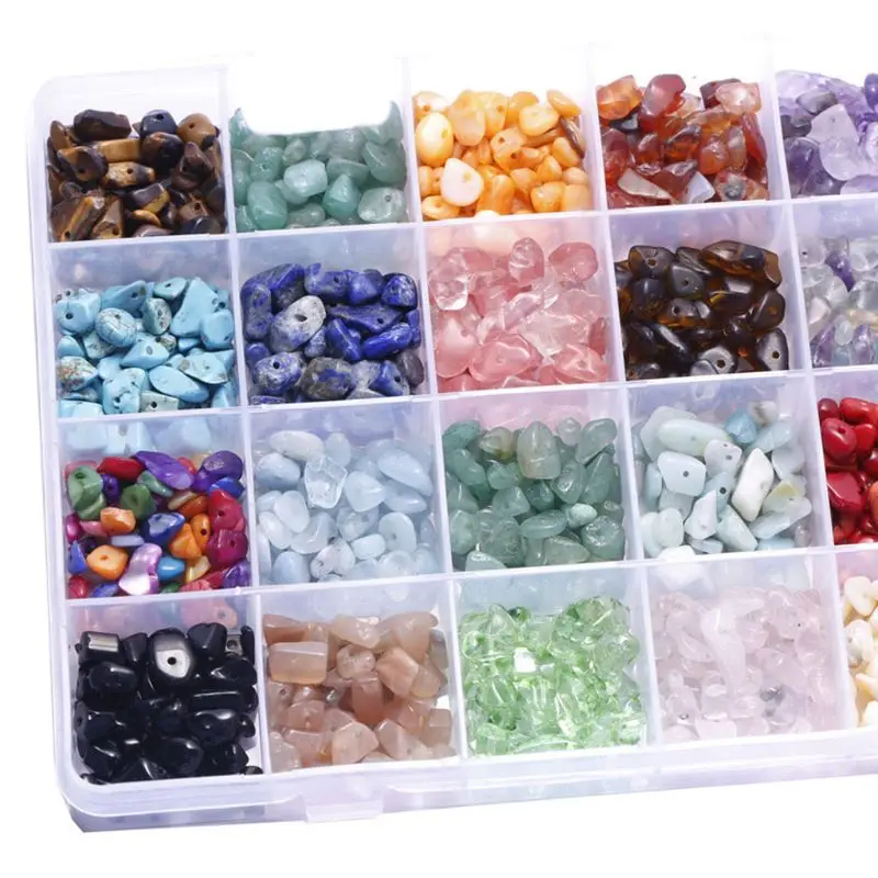 

24 Grids Gemstone Beads Irregular Assorted Box Set Loose Bead for Jewelry Making