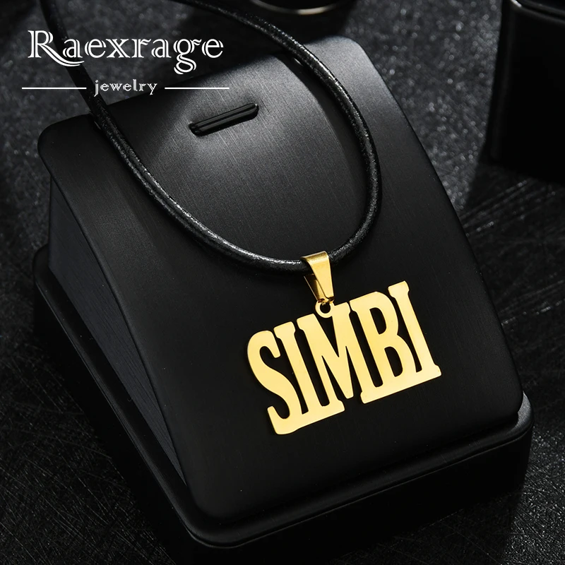 Ожерелье Raexrage для мужчин и женщин кожаный шнур 3 мм с именем на заказ регулируемое
