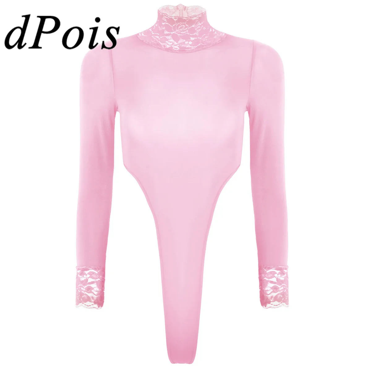 Женские кружевные стринги на молнии трико боди водолазка Цельный сексуальный