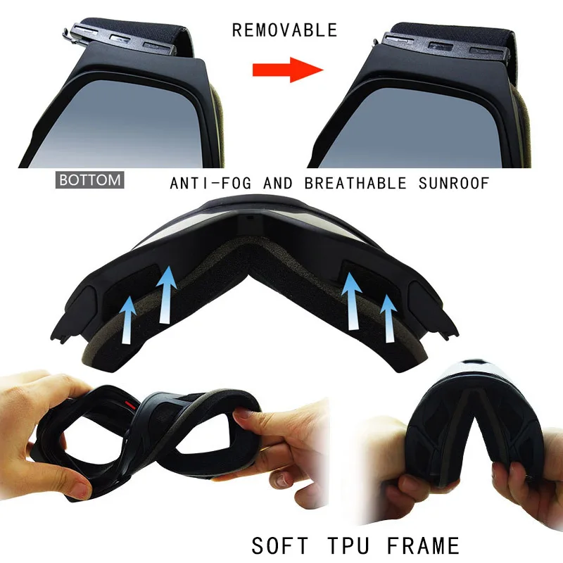 2019 очки для снегохода лыжные анти туманные покрытия мужские магнитные сноуборда