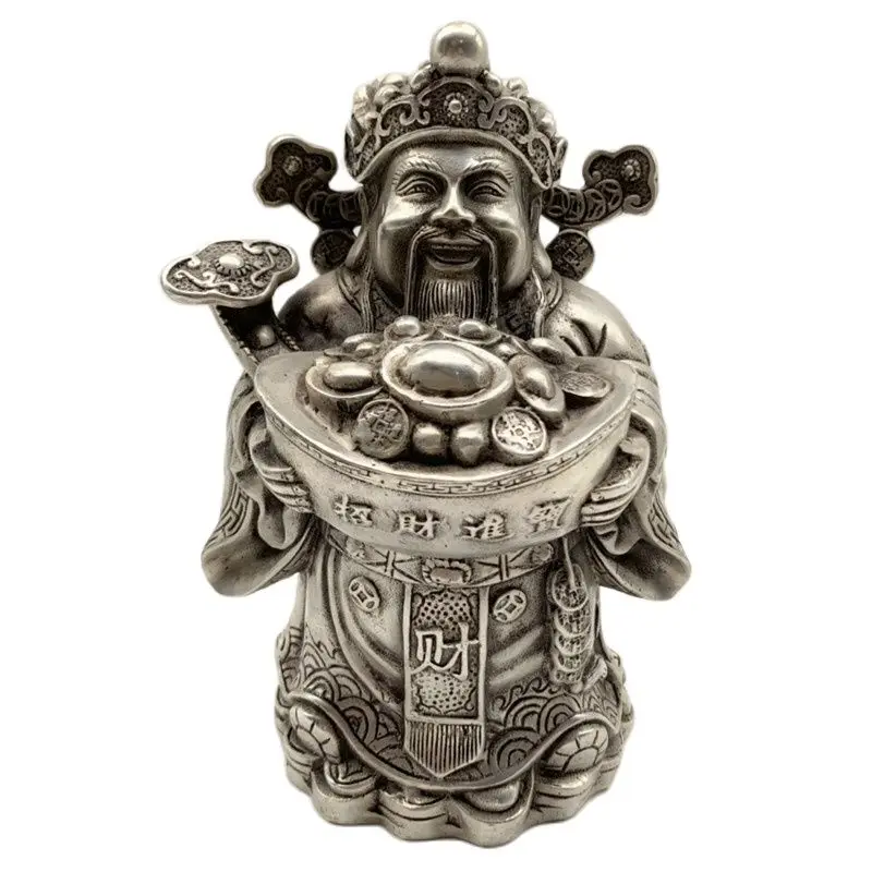 

Chinese Old Tibet Silver Carving God Of Wealth