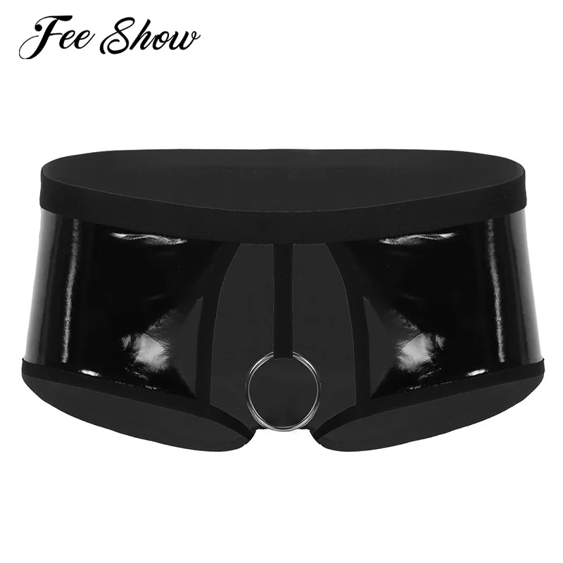 Мужское нижнее белье латексные трусы с низкой талией эластичным поясом