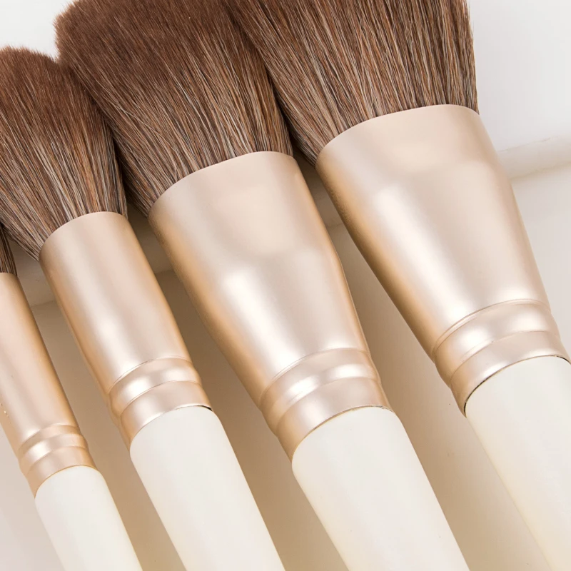 13pcs/set Makeup Brushes Pearl White Wooden Handle Eye Brush Beauty Tools Professional Facial Make Up Blending Brush Kit