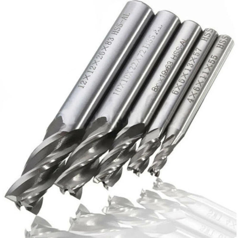 

Equipment End mill 4/6/8/10/12mm 5pcs HSS Silver Cutter Straight Shank