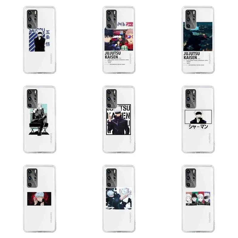 

Hot Anime Jujutsu Kaisen Phone Case For Huawei P40 P30 P20 Mate Honor 10i 30 20 i 10 40 8x 9x Pro Lite Transparent Cover