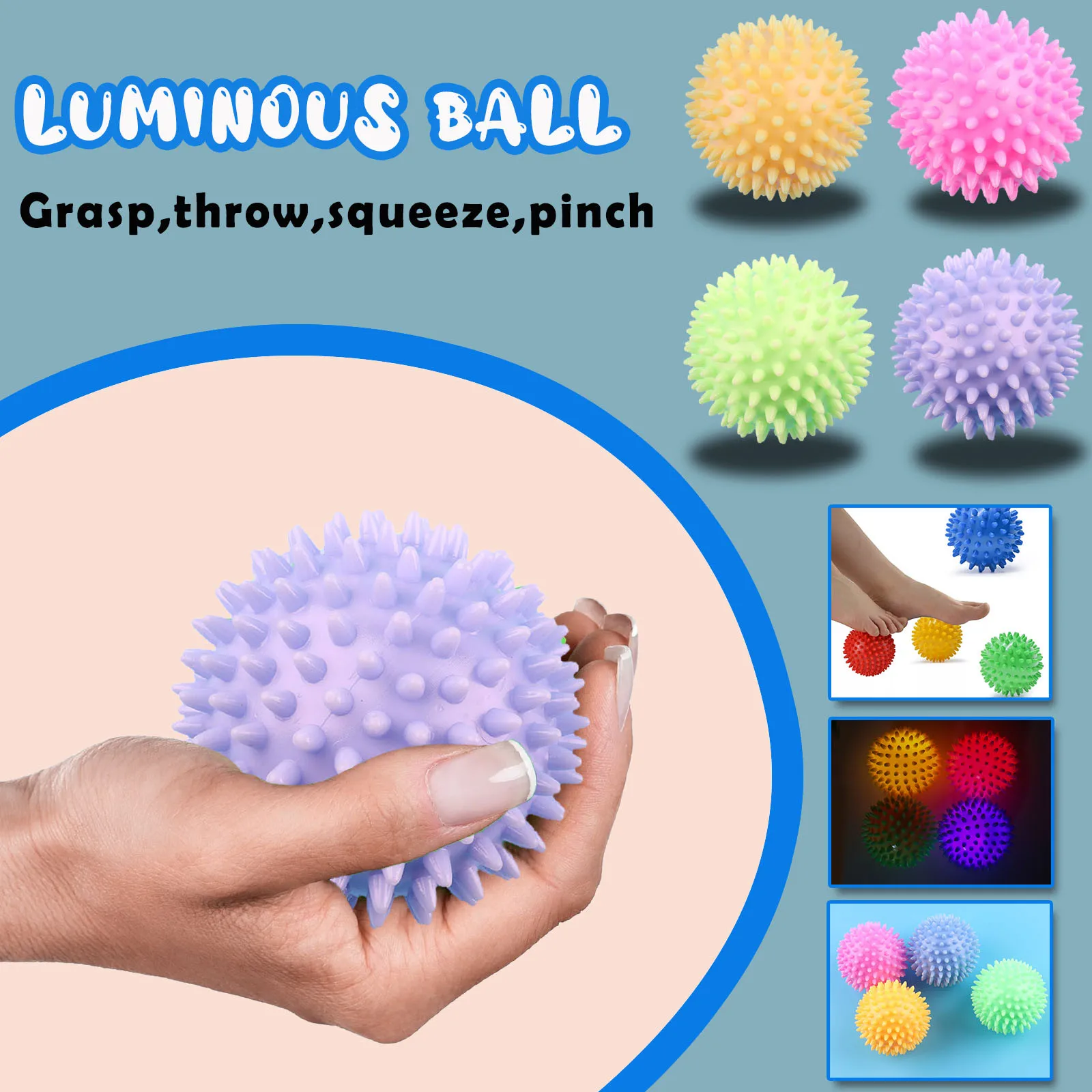 

Fidget Toys Vent Toy 1pc Luminous Soles Muscles Flash Massage Decompress Prick Ball Release Pressure Decompression Toy l5