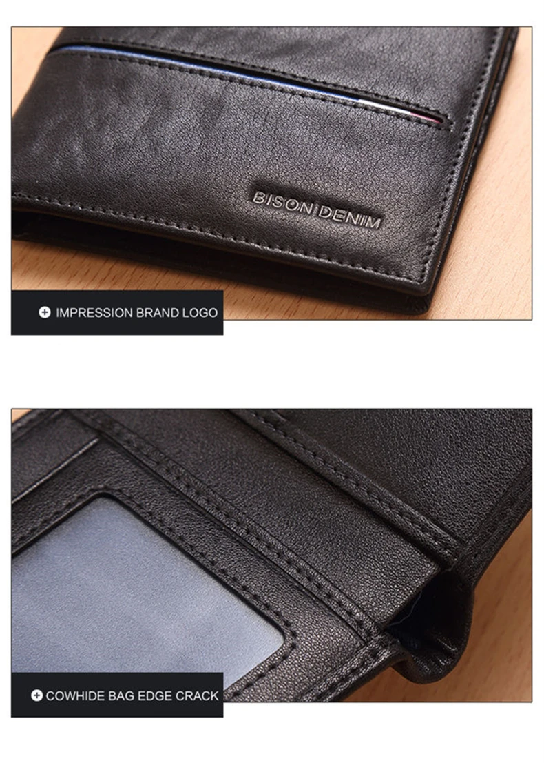 Мужские кошельки BISON DENIM из воловьей кожи, многофункциональный кошелек из воловьей кожи для монет, тонкий кошелек из натуральной кожи, мужские держатели для карт N4437