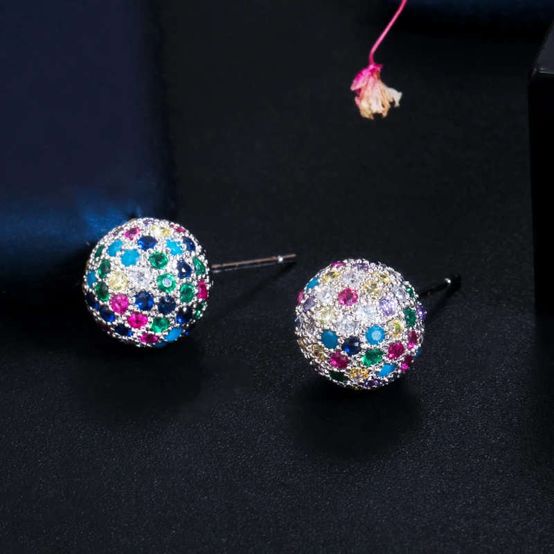 BeaQueen изящные разноцветные Серьги-гвоздики с кубическим цирконием и кристаллом