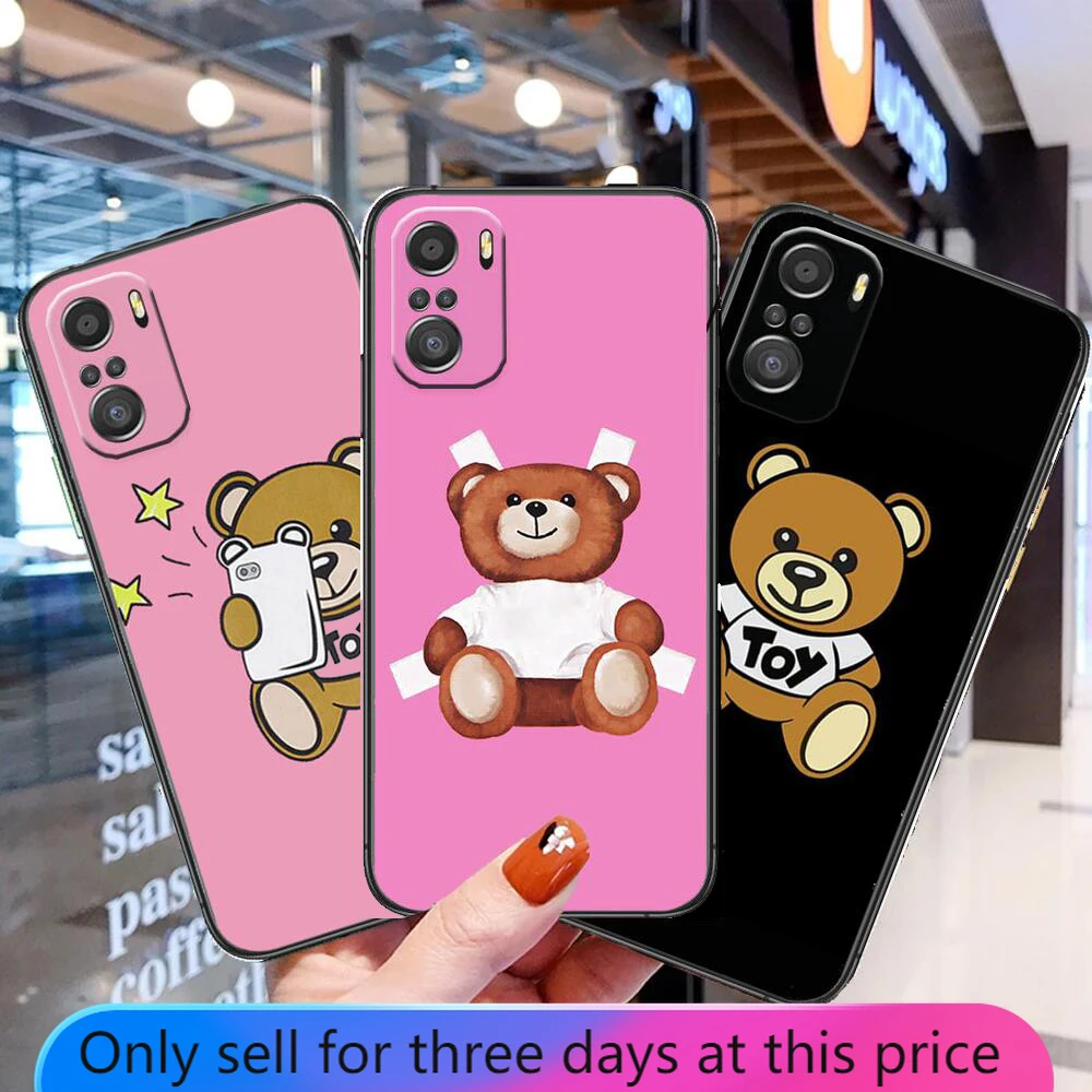 

Cute Italian Bear For Xiaomi Redmi Note 10S 10 9T 9S 9 8T 8 7S 7 6 5A 5 Pro Max Soft Black Phone Case