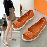 damyuan jelly plastic sandals ladies summer soft bottom mom flat beach sandals and slippers hollow breathable women casual shoes