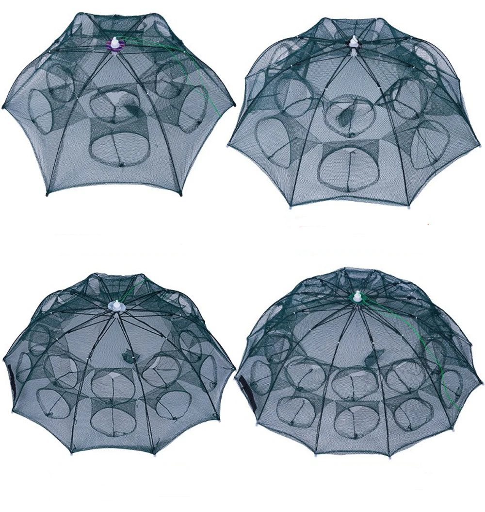 

4-20 Holes High Quality Foldable Portable Fishing Nylon Resistant Hexagonal Net Prawn Bait Crab Shrimp Fish Trap Fishing Net