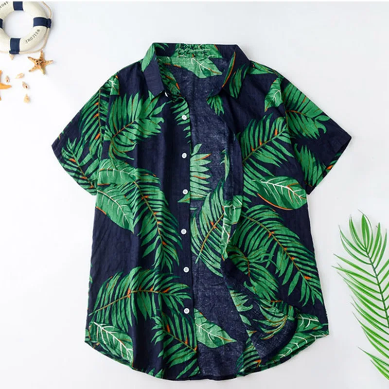 

Hawaii Printed Suit 2021 Summer Short-Sleeved Shirt Buttons Beach Shorts Street Leisure Men's Suit 2 Pieces Of S - 5 XL