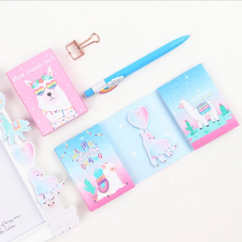 

12packs 6 Folding Memo Pad Cartoon Sheep Pink Blue N Times Sticky Notes Escolar Papelaria Bookmark School Supply