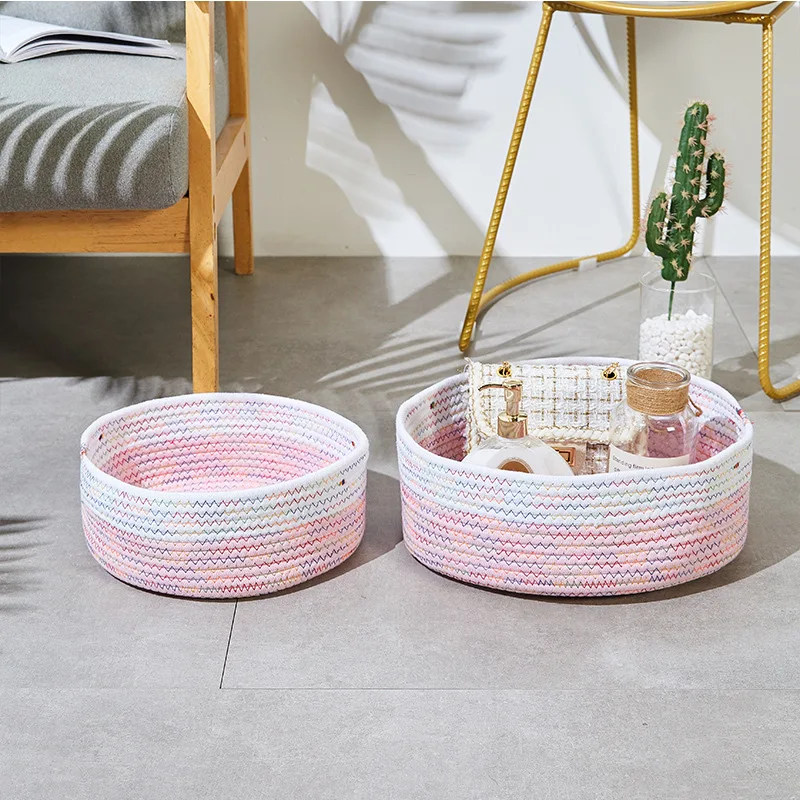 

New Nordic Woven Basket Bold Cotton String Storage Box Storage Basket Storage Basket Laundry Basket Desktop Snack Basket