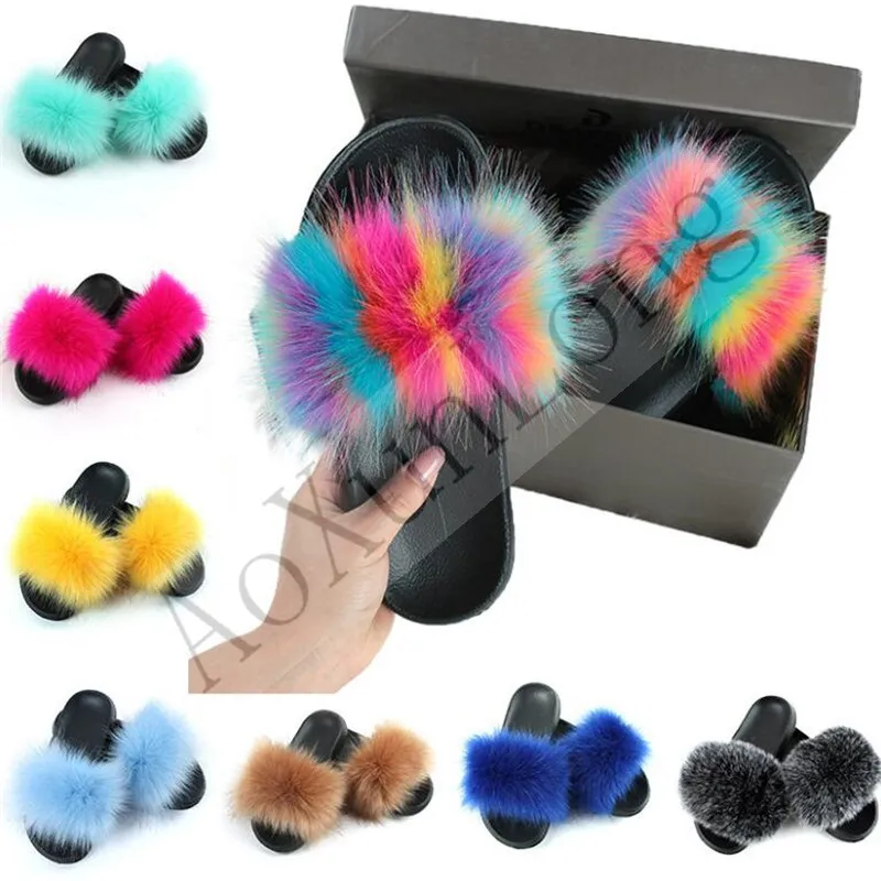 Шлепанцы женские из искусственного меха Плюшевые сандалии с искусственным мехом