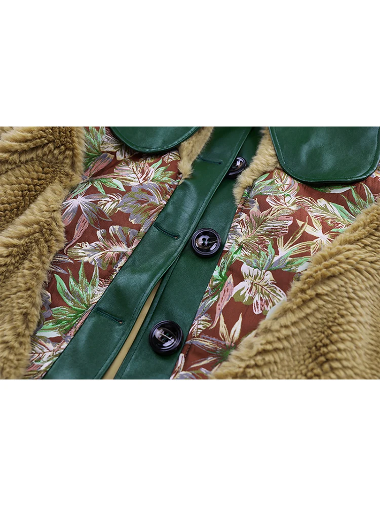 Модная куртка из меха норки пальто для женщин Лоскутная с круглым воротником и