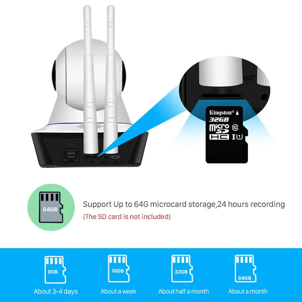 

BESDER Full HD 1080P WIFI Camera Two-way Audio P2P Motion Alarm Home Security Wireless IP Camera Baby Monitor SD Card Slot iCsee
