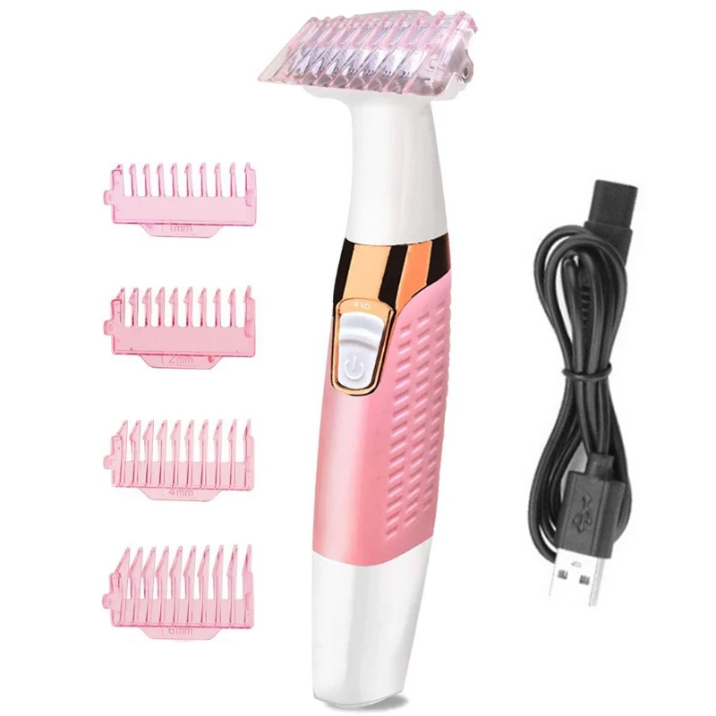 

808F Portable Womens Shaver 4 Pcs Trimming Combs USB Rechargeable Electric Razor Wet/Dry Use No Cuts/Nicks/Stubble for Women