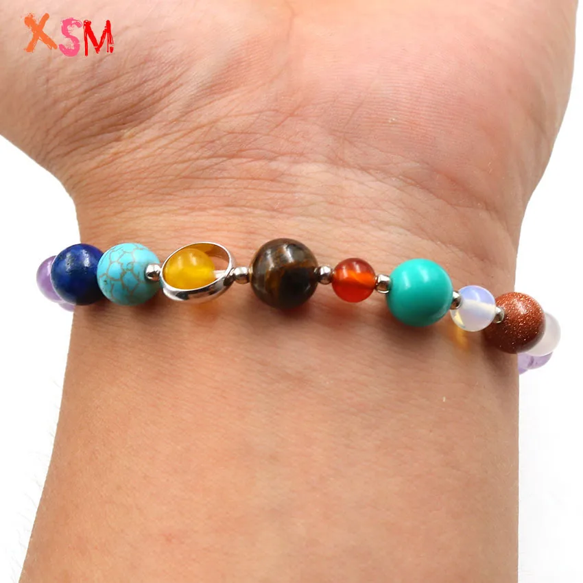 

XSM Wholesale 10 Pcs Solar System Bracelets Eight Planetary Bracelets Natural Stone Beads Bangle Yoga Reiki Exquisite Jewelry