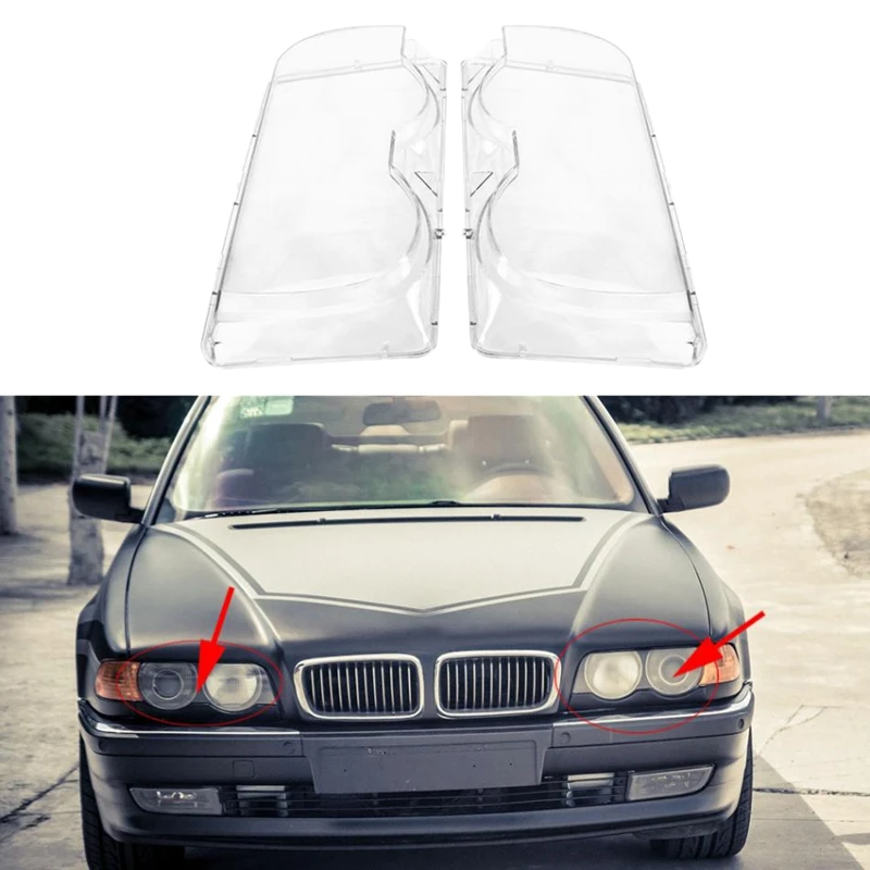 

1Pair Clear Car Housing Headlight Glass Head Lamp Clear Headlight Lens Shell Cover Lamp Assembly For Bmw 7 Series E38