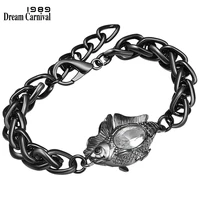 dreamcarnival1989 fabulous black bracelet for women happy fish big shiny zirconia engagement party jewelry cool gun color wb1244