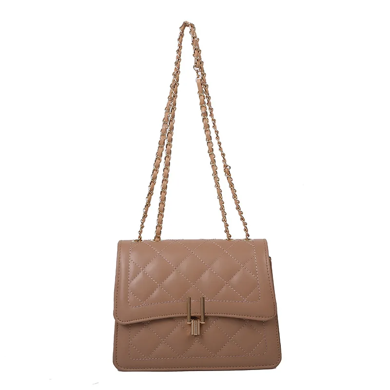 

2021 Summer New All-Match Rhombus Embroidery Thread Chain Underarm Bag Women's Single-Shoulder Handbags