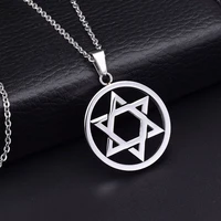 trendy hip hop three dimensional six pointed star pendant personality couple titanium steel necklace 2021 jewelry accessories