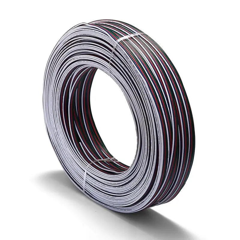2 рулона 3 Pin RGB электрический кабель 100 м 22AWG 20AWG 18AWG 4 5 Core коннектор RGBW медные