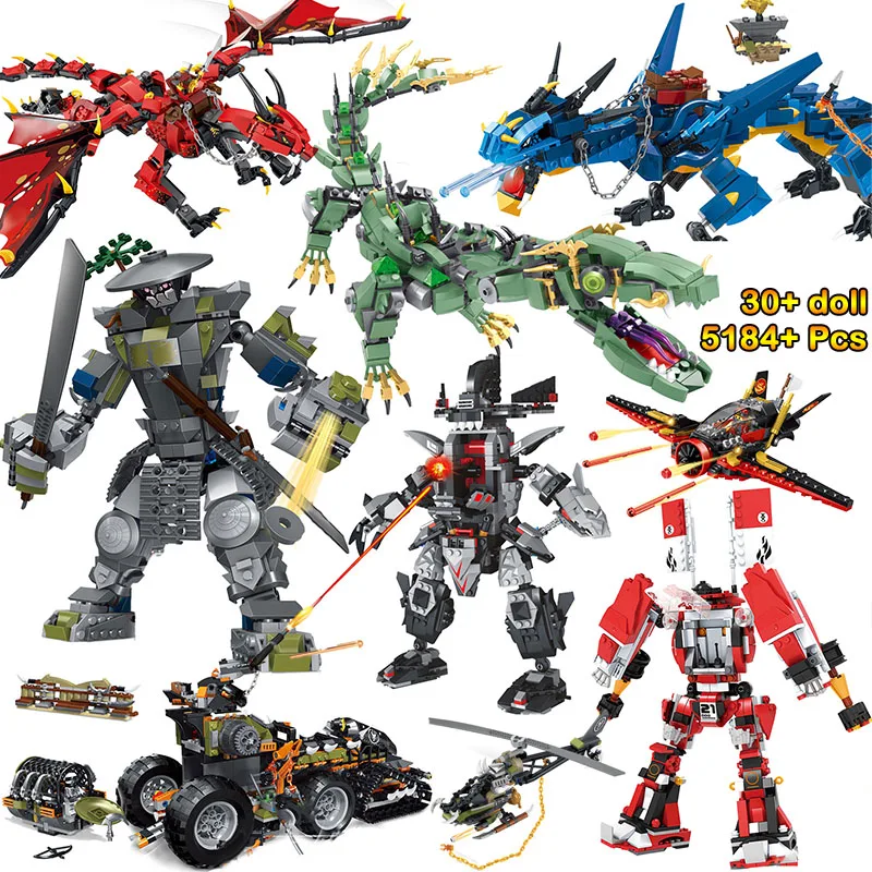 Строительные блоки серии ниндзя пожарный Дракон человек роботы друзья