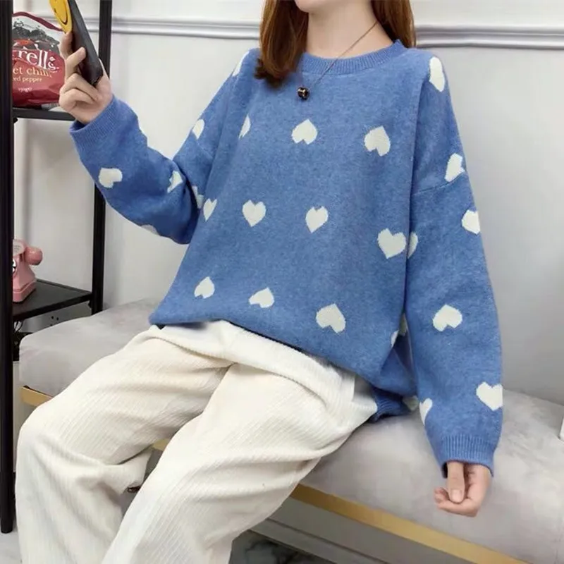 Новинка 2019 года осенне-зимний Корейский Свободный пуловер красного цвета с