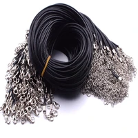 wholesale100pcs necklace rope 2mm black leather rope wax rope for diy pendant jewelry 45cm lobster clasp diy jewelry accessories