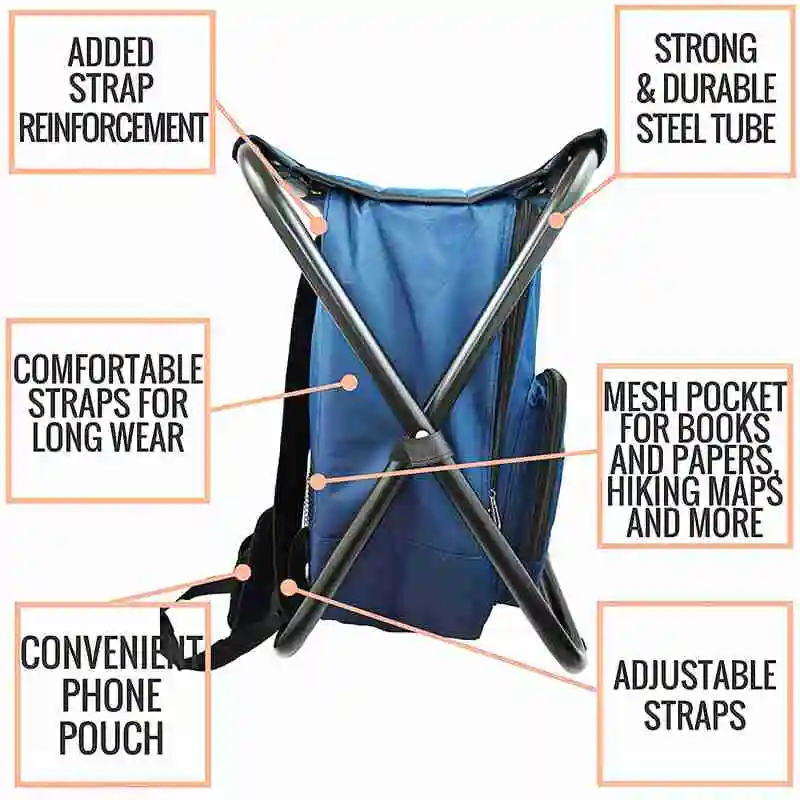 Рюкзак со стулом портативный складной стул для кемпинга двухслойная сумка из