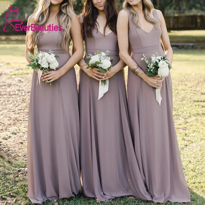 

Wedding Party Dress Chiffon V-Neck Bridesmaid Dresses Long 2020 Vestidos De Dama De Honor Robe Femme Vestito Da Festa Di Nozze