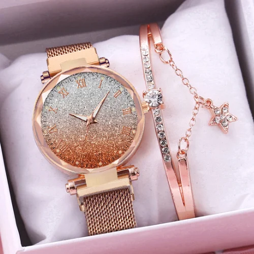 Женские кварцевые часы с магнитной застежкой градиентом|Женские часы-браслеты| |