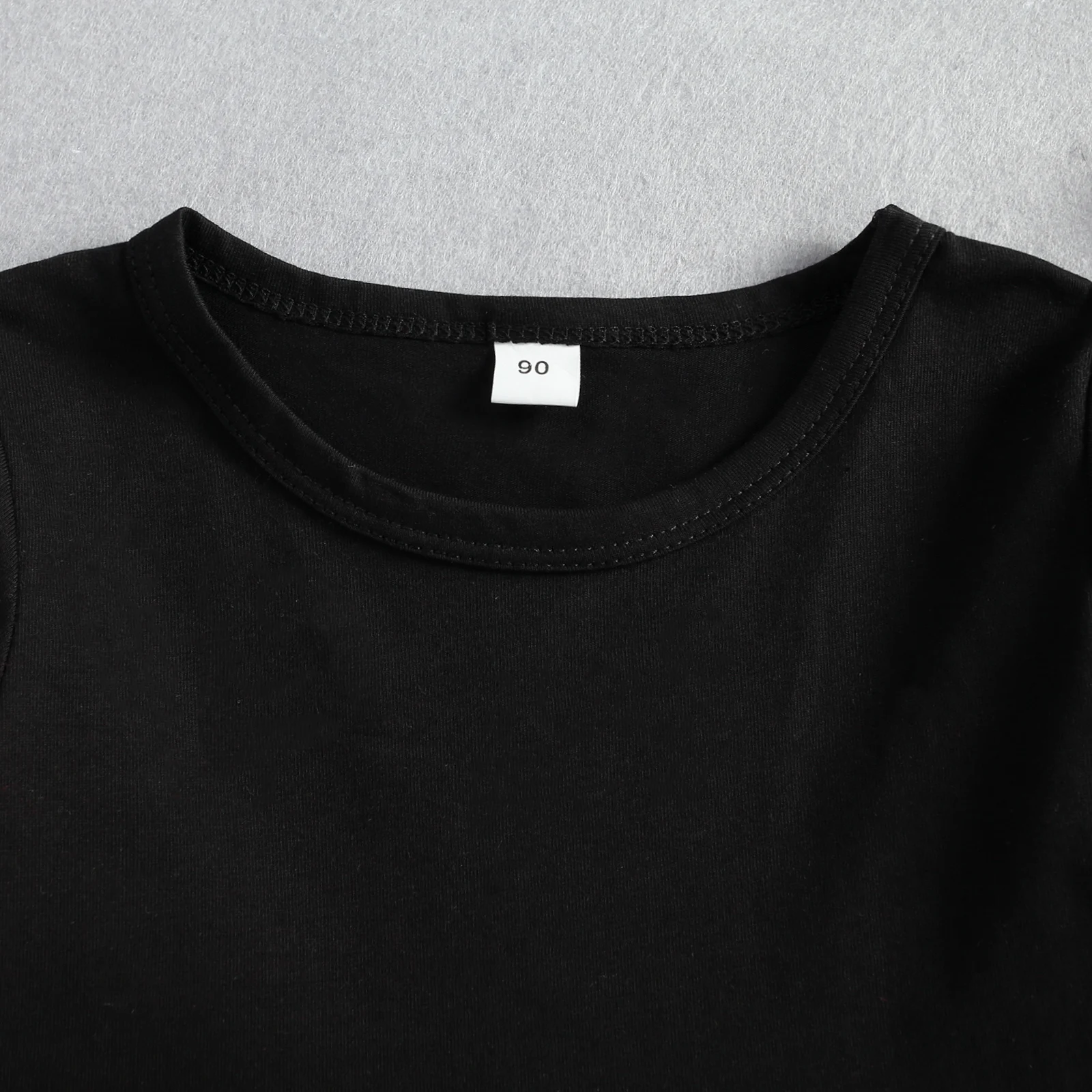 

Little Girl Long Sleeve Set, Crew Neck Ruffle Patchwork Tops and Stripe Print Long Pants 2-piece Suits