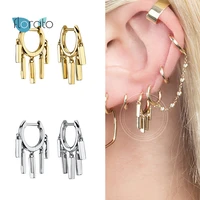 925 silver ear buckle rock punk metal pendant hoop earrings for women circle gold silver color earrings fashion jewelry gifts