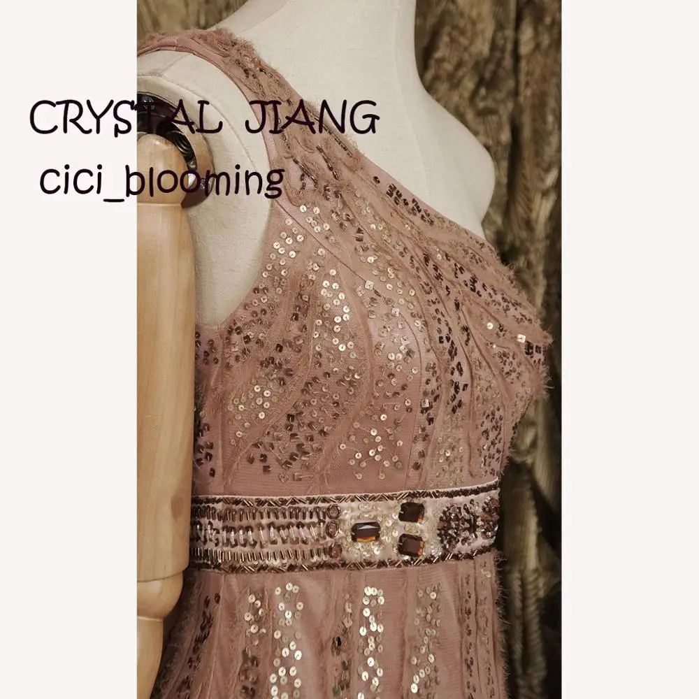 

One-shoulder Beading Sequins Short Dresses Cocktail Party Gown Backless