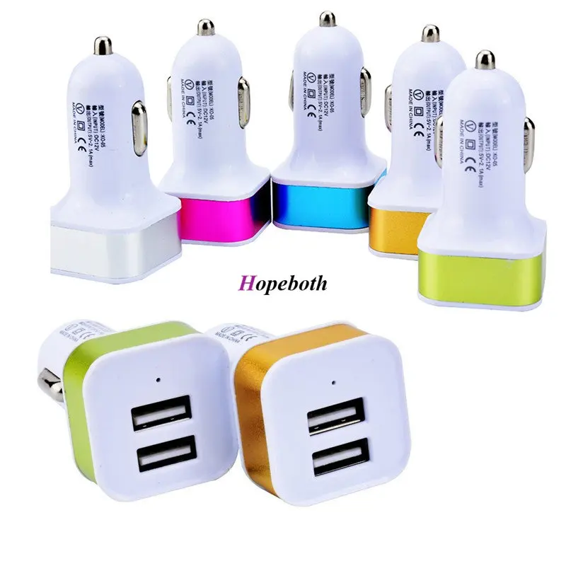 500 шт 2usb 2 порта 2.1A соска квадратный стиль жир двойной USB Автомобильное зарядное