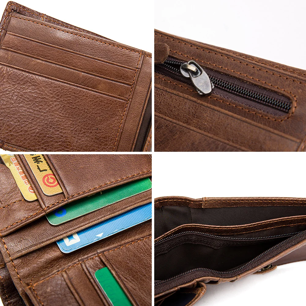 Мужской кошелек из натуральной кожи деловой двухслойный компактный с отделением