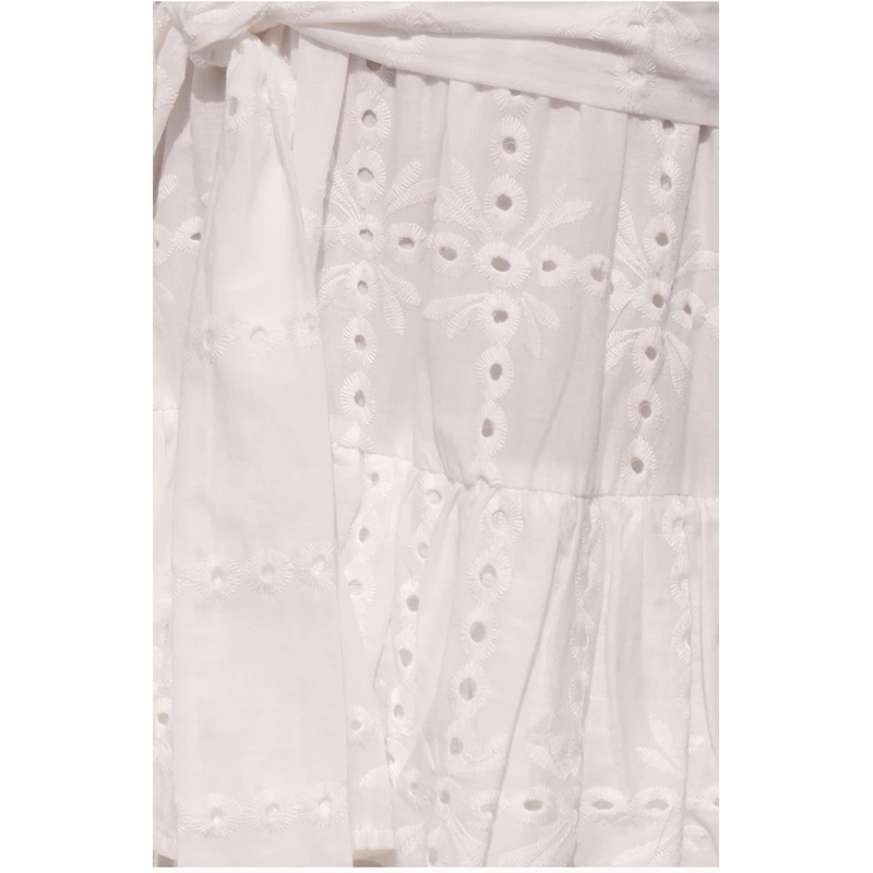 Женский пляжный сарафан с вышивкой Fanco белое хлопковое Повседневное платье