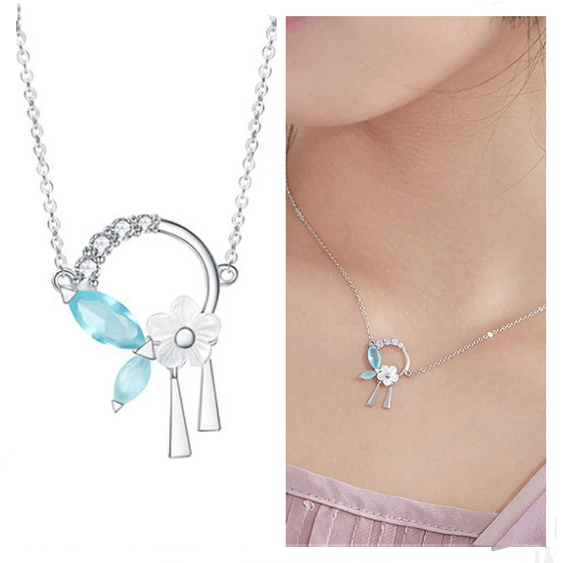 

New Top Silver 925 Necklace For Women Jewelry Exquisite Zircon Flower Pendant Necklace Female Choker Accessories Lady Gift