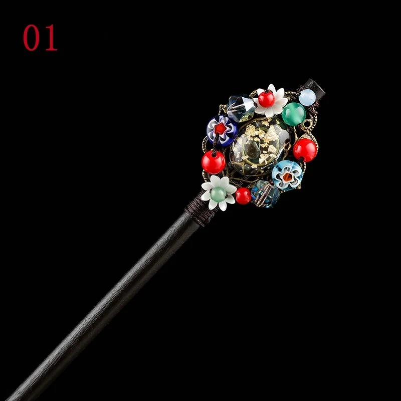 

Women Ethnic Chopsticks Hairpins Wooden Jewelry Accessories Flower Vintage Chinese Style Elegant